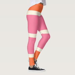 Simple Stripes in Pink, Orange and Cream Leggings