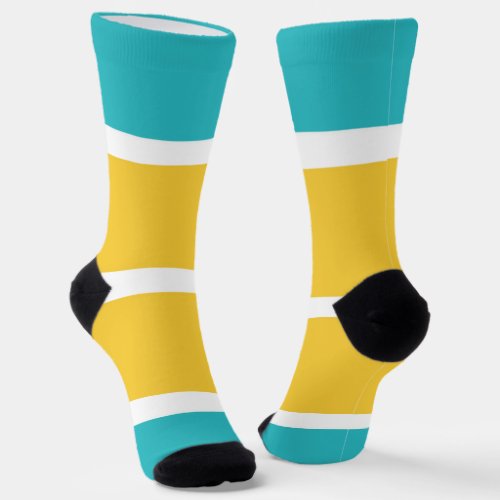 Simple Stripes _ Turquoise and yellow Socks