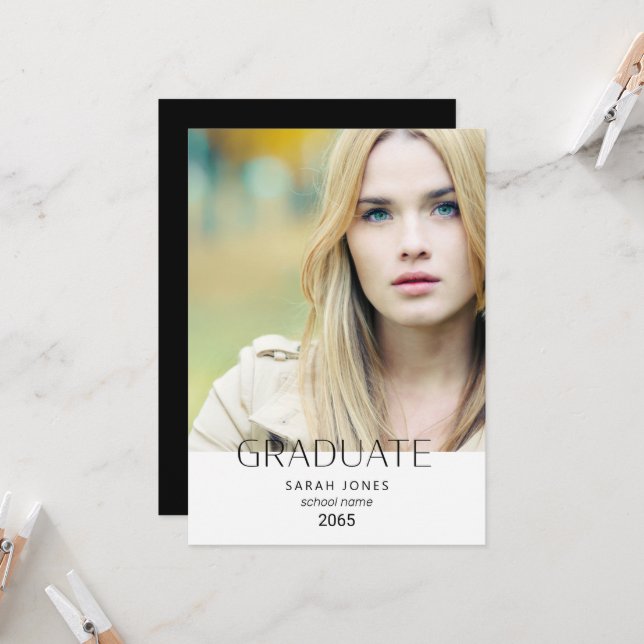 Simple Student Photo Graduation Announcement (Front/Back In Situ)