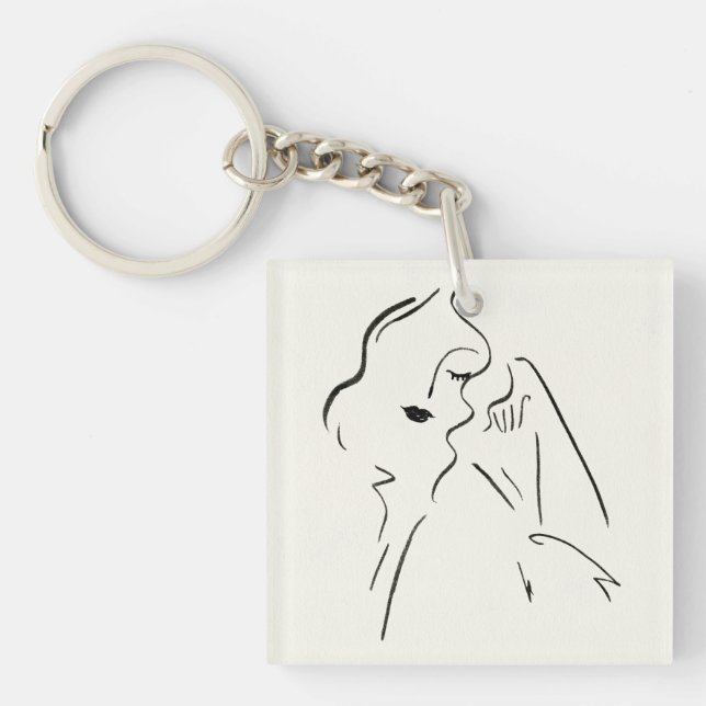 Simple Study - Sketch of a Lady Keychain (Front)