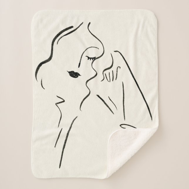 Simple Study - Sketch of a Lady Sherpa Blanket (Front)