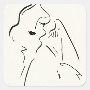 Simple Study - Sketch of a Lady Square Sticker