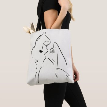 Simple Study - Sketch Of A Lady Tote Bag by worldartgroup at Zazzle
