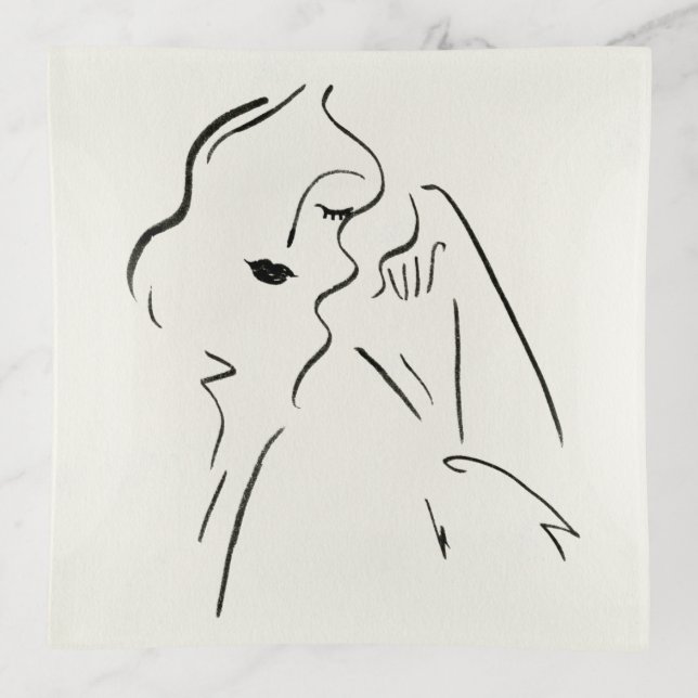 Simple Study - Sketch of a Lady Trinket Tray (Front)