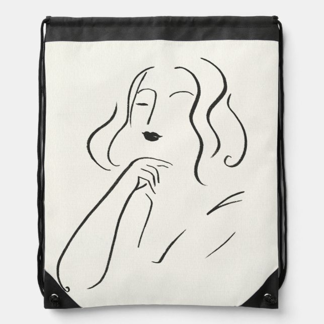 Simple Study - Sketch of a Woman Drawstring Bag (Front)