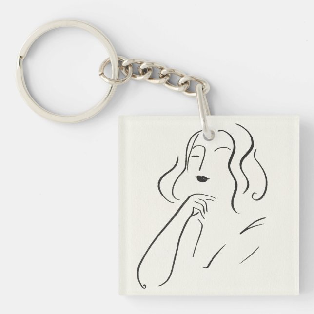 Simple Study - Sketch of a Woman Keychain (Front)