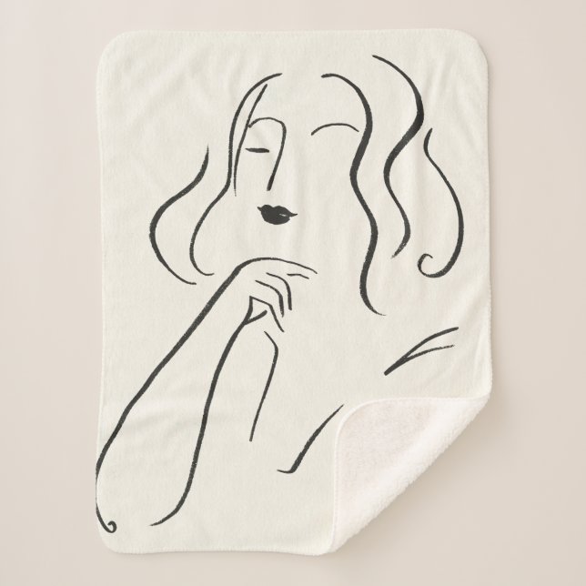 Simple Study - Sketch of a Woman Sherpa Blanket (Front)