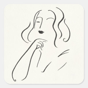Simple Study - Sketch of a Woman Square Sticker
