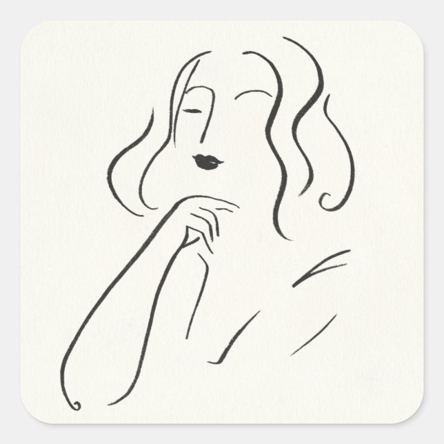 Simple Study - Sketch of a Woman Square Sticker (Front)