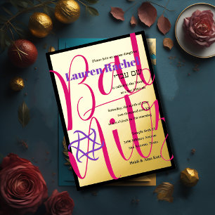 Simple Stunning Bat Mitzvah Typography Foil Invitation