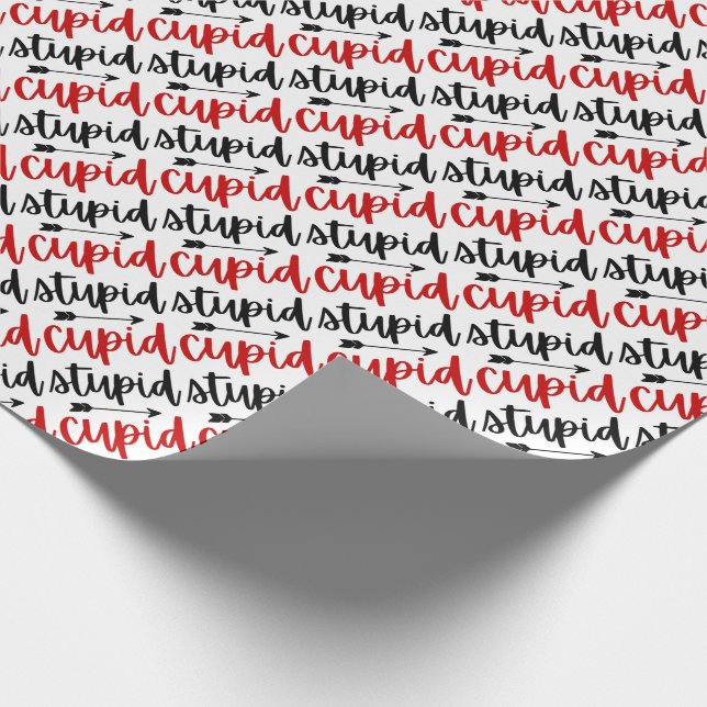 Simple stupid cupid typography script with arrow wrapping paper (Corner)
