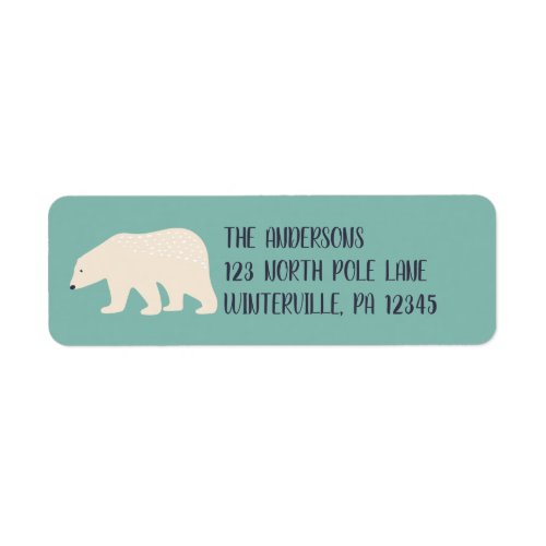 Simple Style Cream Polar Bear Green Return Address Label