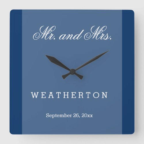 Simple Style Mr and Mrs Wedding Names and Date A Square Wall Clock
