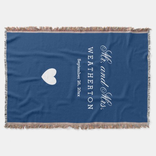 Simple Style Mr and Mrs Wedding Names Date A30 Throw Blanket