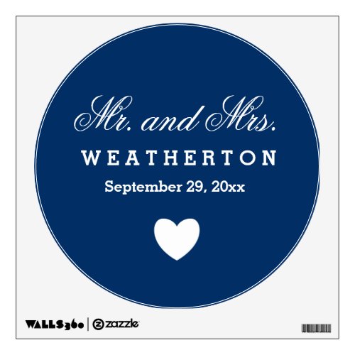 Simple Style Mr and Mrs Wedding Names Date A57 Wall Decal