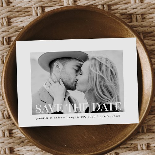 Simple Style White Frame Photo Save The Date Invitation