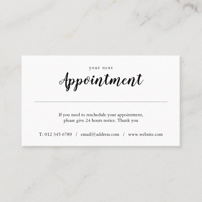 Simple Stylish Appointment Reminder Card (Front)