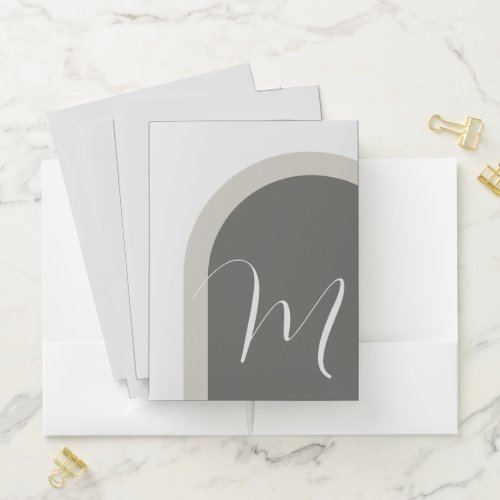 Simple Stylish Arch with Any Monogram Initial Pocket Folder
