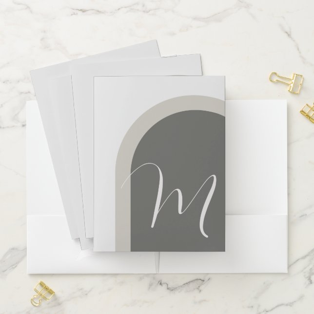 Simple Stylish Arch with Any Monogram Initial Pocket Folder (In Situ)