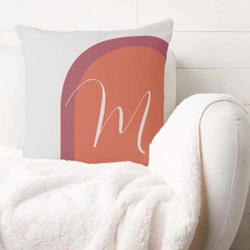 Simple Stylish Arch with Any Monogram Initial Throw Pillow