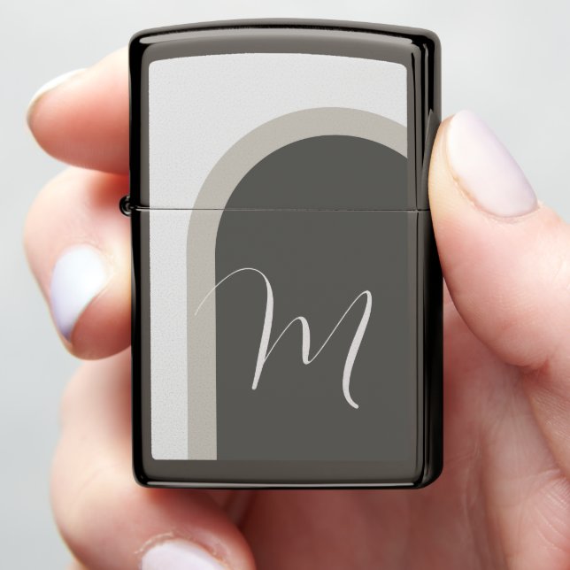 Simple Stylish Arch with Any Monogram Initial Zippo Lighter (In Hand)