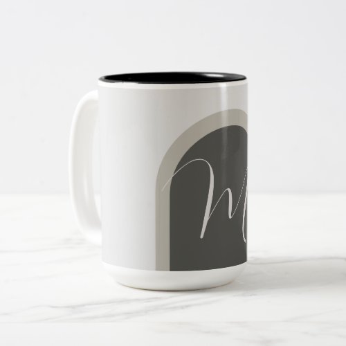 Simple Stylish Arch with Your Monogram Initial Two_Tone Coffee Mug