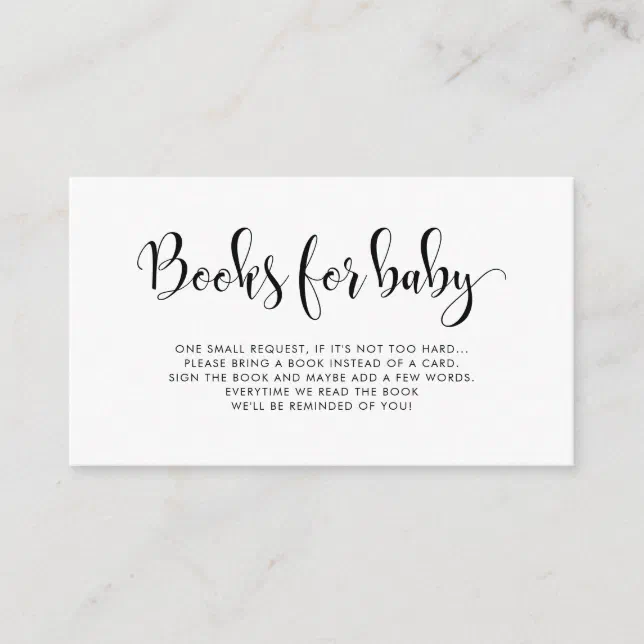 Simple stylish baby shower book request card | Zazzle