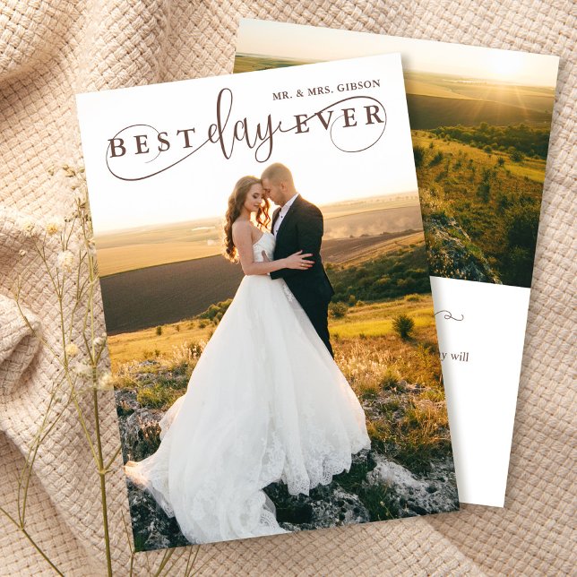 Simple Stylish Best Day Ever 2 Photo Thank You Card (Creator Uploaded)