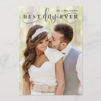Simple Stylish Best Day Ever Photo Thank You
