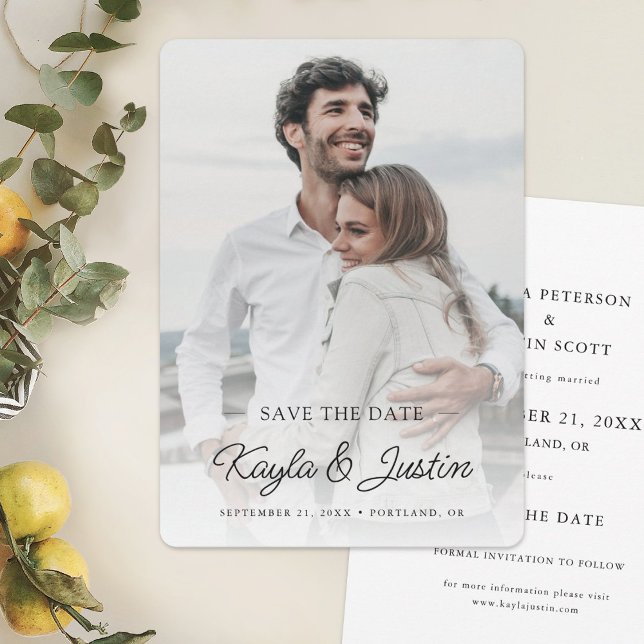 Simple Stylish Black Text Photo Save the Date (Creator Uploaded)
