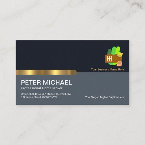 Simple Stylish Blue Layers Home Mover Business Card