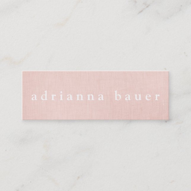Simple Stylish Blush Pink Faux Linen Beauty Spa 3 Mini Business Card (Front)