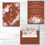 SIMPLE STYLISH BOHO TERRACOTTA FLORAL wedding Envelope<br><div class="desc">SIMPLE STYLISH BOHO FLORAL WEDDING ENVELOPE TERRECOTTA PAMPAS GRASS TO SET THE TONE FOR YOUR BOHEMIAN WEDDING  5x7 envelope with return address on back flap. Envelope is lined with elegant BOHO watercolor botanical floral</div>