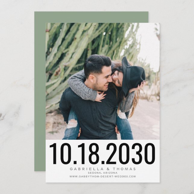 Simple Stylish Bold Photo Wedding Save The Date (Front/Back)
