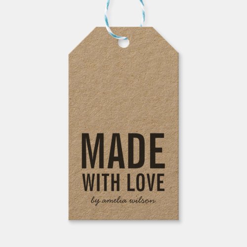 Simple Stylish Bold Rustic Made with Love Kraft Gift Tags