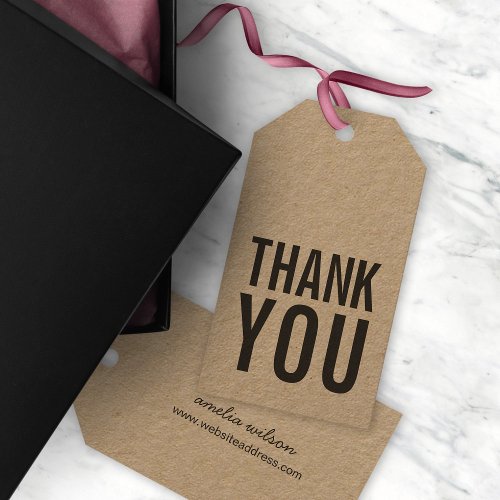 Simple Stylish Bold Rustic Thank You Kraft Gift Tags