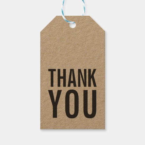 Simple Stylish Bold Rustic Thank You Kraft Gift Tags