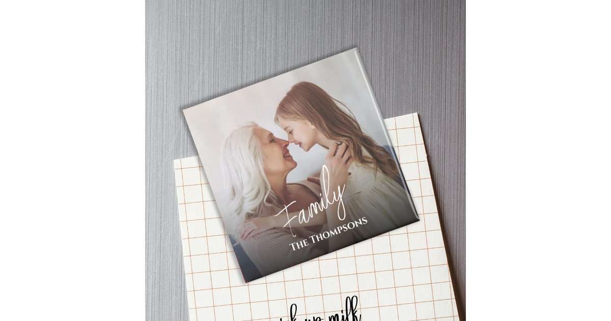 Simple Stylish Calligraphy Script Photo Overlay Magnet | Zazzle