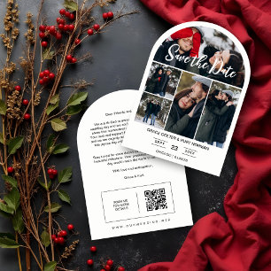 Simple Stylish Chic Arch Collage 5 Photos Wedding Save The Date