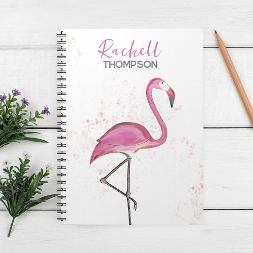 Simple Stylish Chic Pink Flamingo Watercolor Notebook