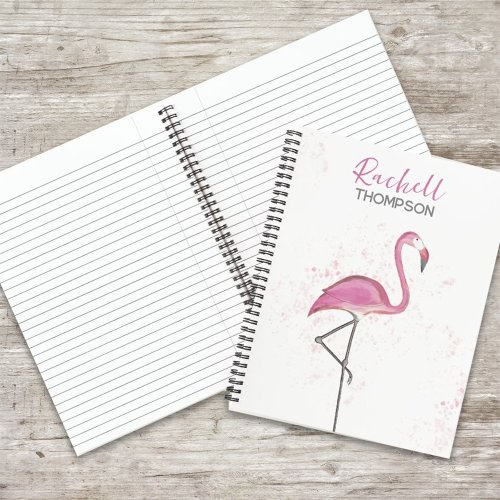 Simple Stylish Chic Pink Flamingo Watercolor Notebook