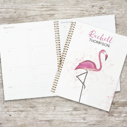 Simple Stylish Chic Pink Flamingo Watercolor Planner