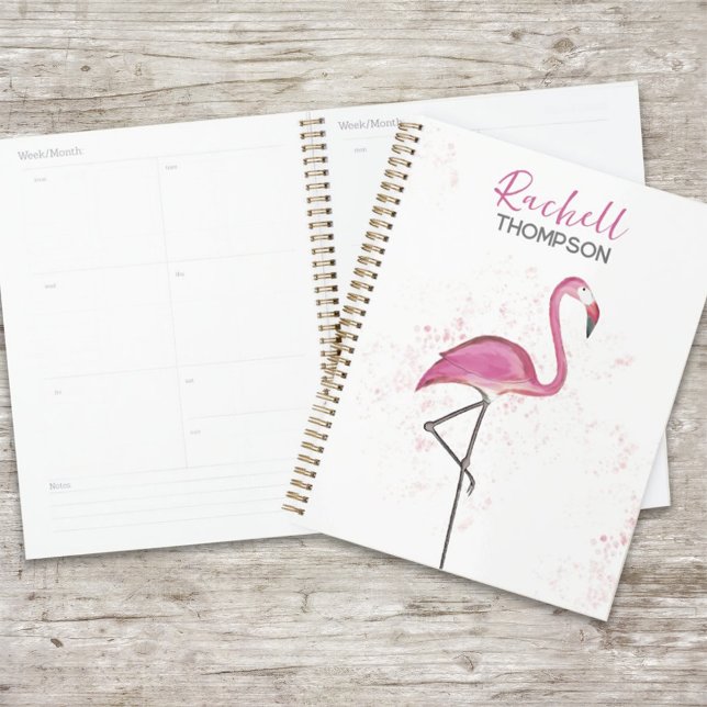 Simple Stylish Chic Pink Flamingo Watercolor Planner (Creator Uploaded)