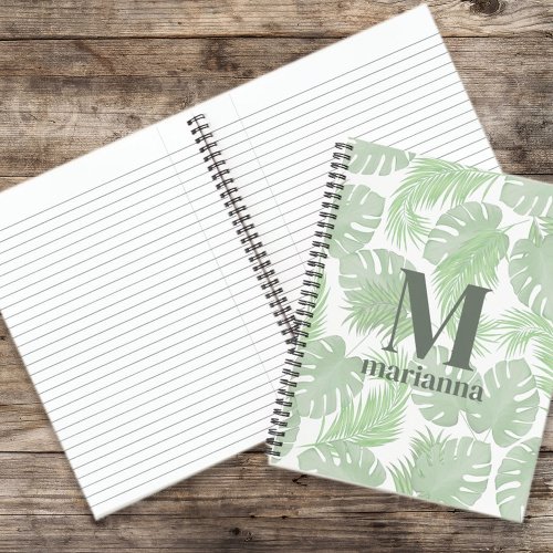 Simple Stylish Chic Tropical Green Palm Leaves  Notebook