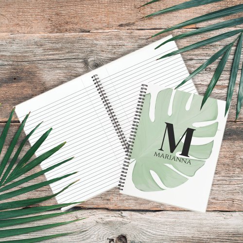 Simple Stylish Chic Tropical Green Palm Leaves Notebook