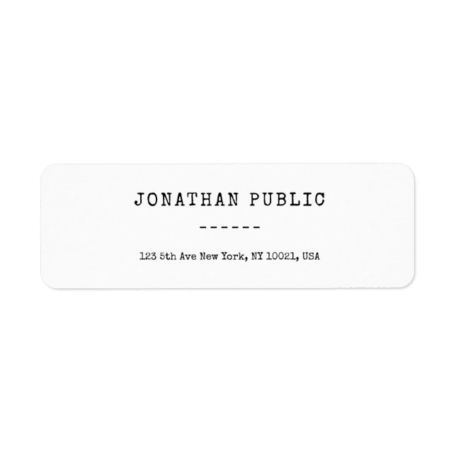 Simple Stylish Classic Look Template Address Label (Front)