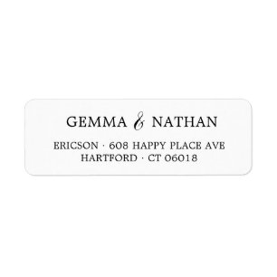 Simple Stylish Couples Name Black Return Address Label