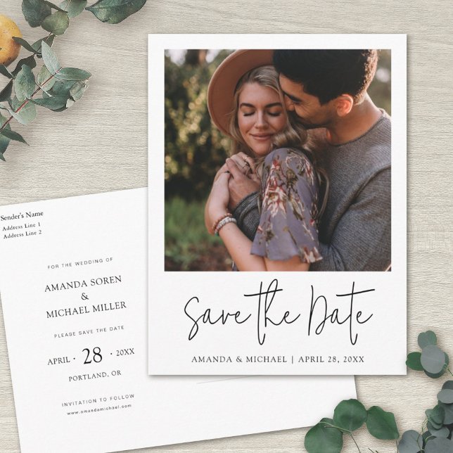 Simple Stylish Custom Photo Wedding Invitation Postcard (Creator Uploaded)
