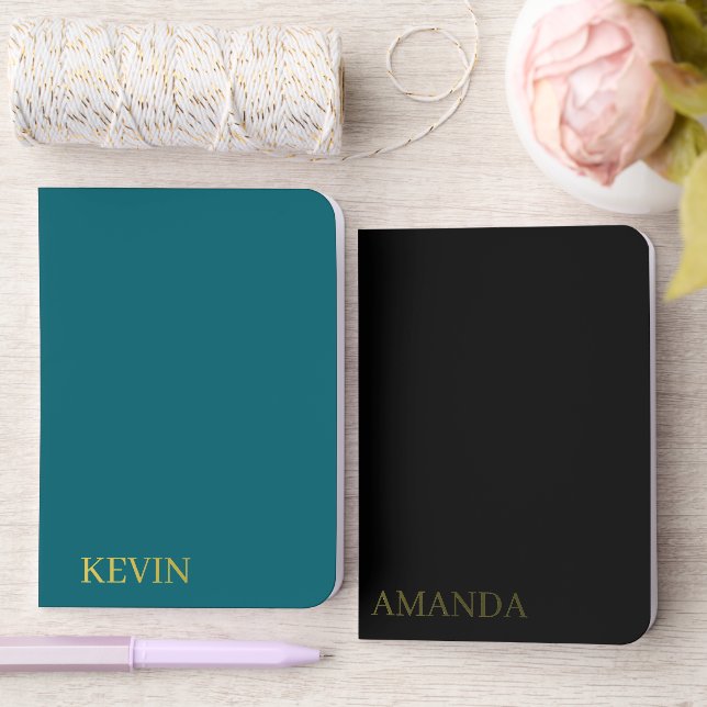 SIMPLE STYLISH CUSTOMIZED NAME CLASSIC COUPLE FOIL VOW BOOKS (Wedding)