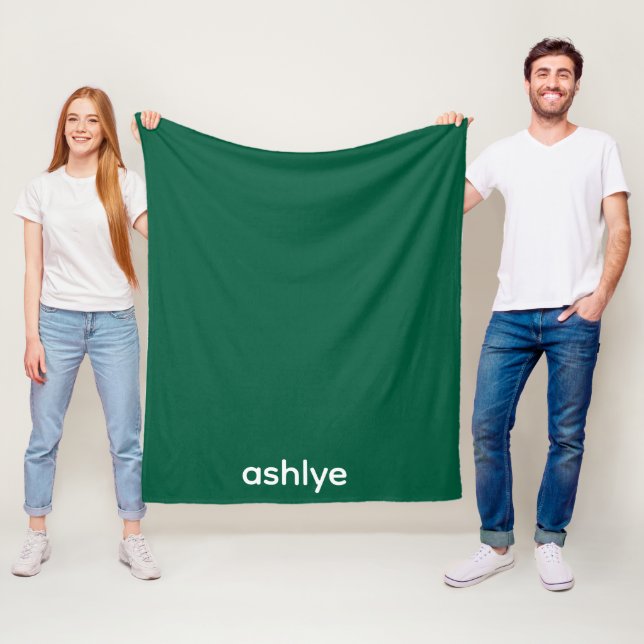 SIMPLE STYLISH CUSTOMIZED NAME GREEN FLEECE BLANKET (In Situ)